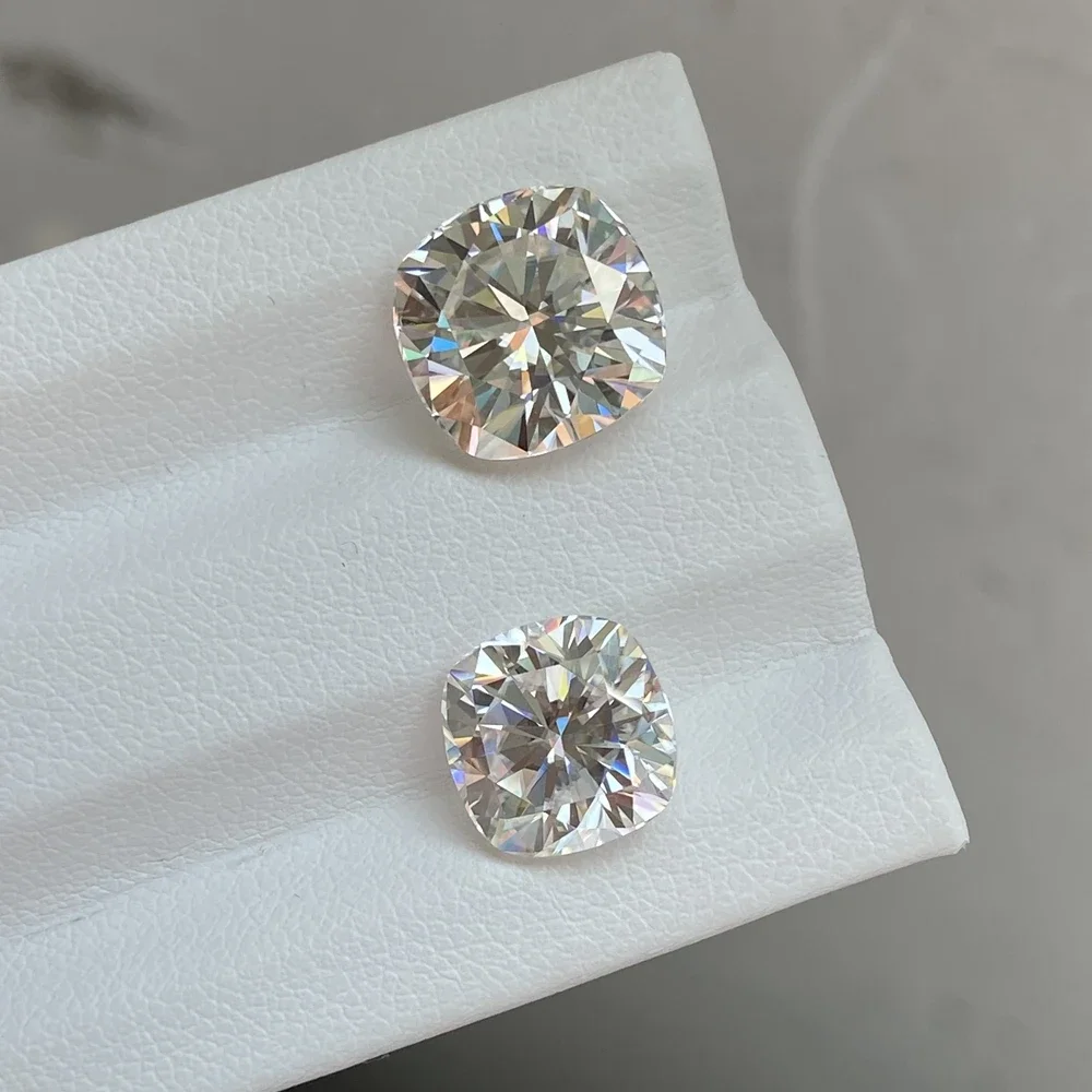 Meisidian Super White 8x8mm D VVS1 Cushion Pass Positive Diamond Tester 2 Carat Moissanite Loose