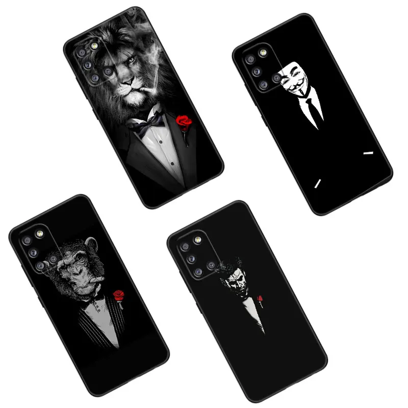 Man Suit Shirt Tie Phone Case For Samsung Galaxy A01 A03 Core A04 E A02 A05 A10 A20 A21 A30 A50 S A6 A8 Plus A7 2018 Black Cover