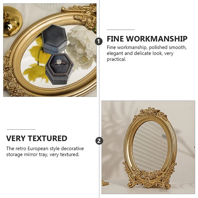 Dekoratív Tükör Összecsukható Állvány Asztal Tálalás Tálca Ékszer Fali - Image 4