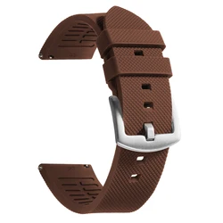 Premium Quick Release Silicone Rubber Watch Band Strap, 20mm or 22mm Options - 22mm (Brown)