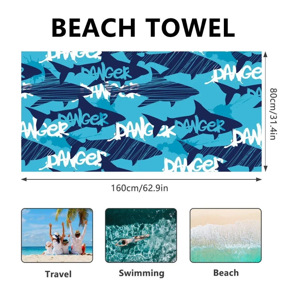 Portable Quick Drying Beach Towel 80x160cm Water Absorbent Sports Towels Mesh Bag Package for Swimming Bathing Fitness Running