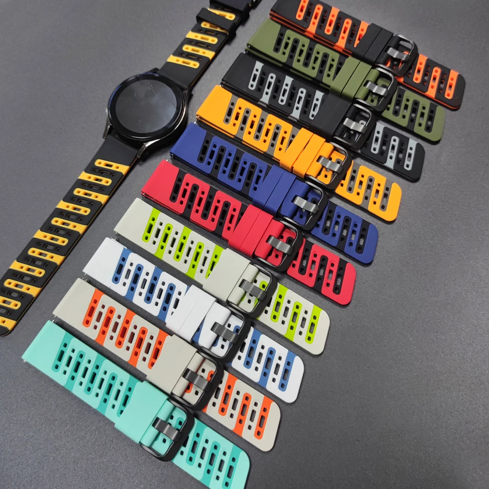 Breathable Silicone Sport Watch Band, 22mm