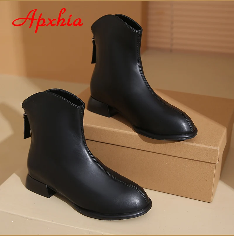 Aphixta Hot Sale Back Zipper Fashion Women Ankle Boots Square Heel Pointed Toe Lady Footwear Shoes Women zapatos mujer 2024