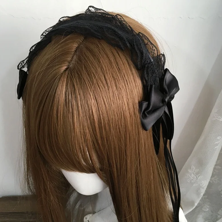 k Gothic Lolita 3 Piece Set Hairband Brooch Pin Hair Clip Lace Hair Accories Sli Unique Design ex Fre out