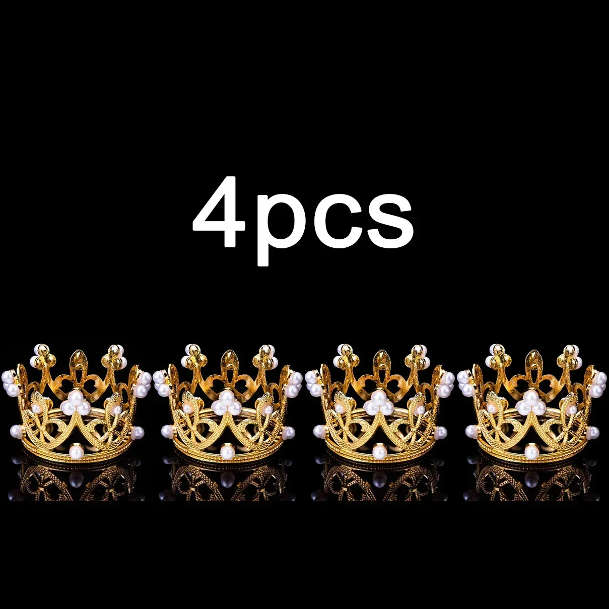 Elegant Pearl Crown Cake Topper for Birthday Celebrations - Mini Gold and Silver Party Decoration
