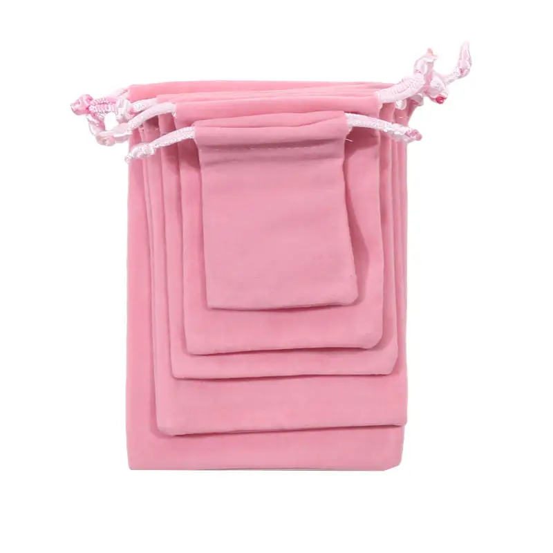 10Pcs Pink Velvet Drawstring Bags Jewelry Pouches For Gift Wedding Favors Necklace Jewelry Storage Small Businesses Packaging