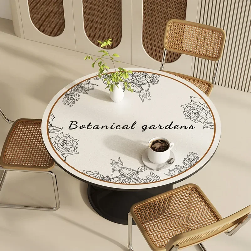 JY1210 Round Table Mat Waterproof Oil Resistant Washable Circular Coffee Table Mat with High-end Leather Silicone Tablecloth 2