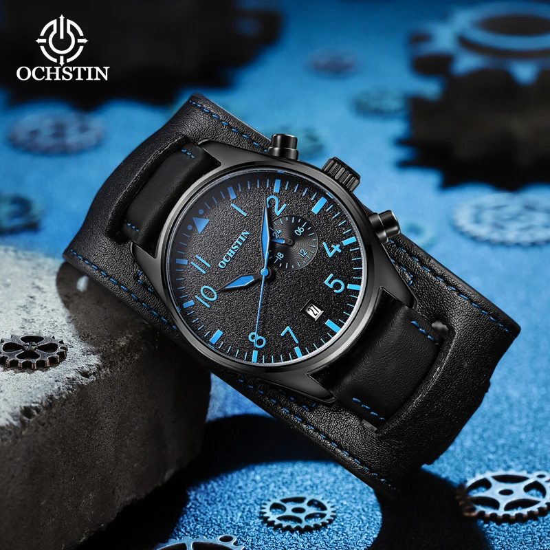 OCHSTIN New Craftsmanship Series Casual Fashion Simple Waterproof Quartz Movement Multifunctional Glow Men's Quartz Watch