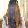 90cm Shiny Sparkle Threads Glitter Hair Tinsel Rainbow Strands Gold Hair Laser False Hair Extensions For Women Girl Kids Styling 3