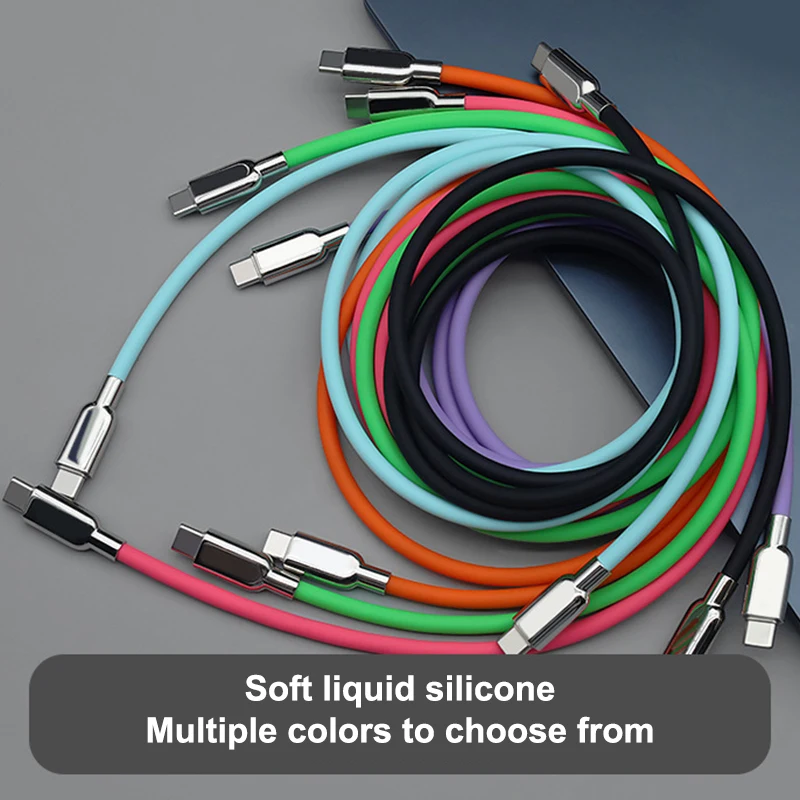 정교한 240W PD3.1 리퀴드 실리콘 USB C 타입-C 고속 충전 케이블 15 16 17 S23 S24 S25 리퀴드 실리콘 데이터 케이블