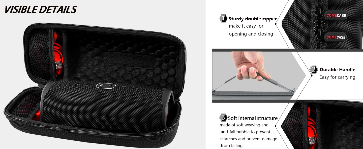(CASE ONLY) Hard Travel Case for JBL Charge 4/ Charge 5 Waterproof Bluetooth Speaker. Carrying Storage Bag Fits Charger