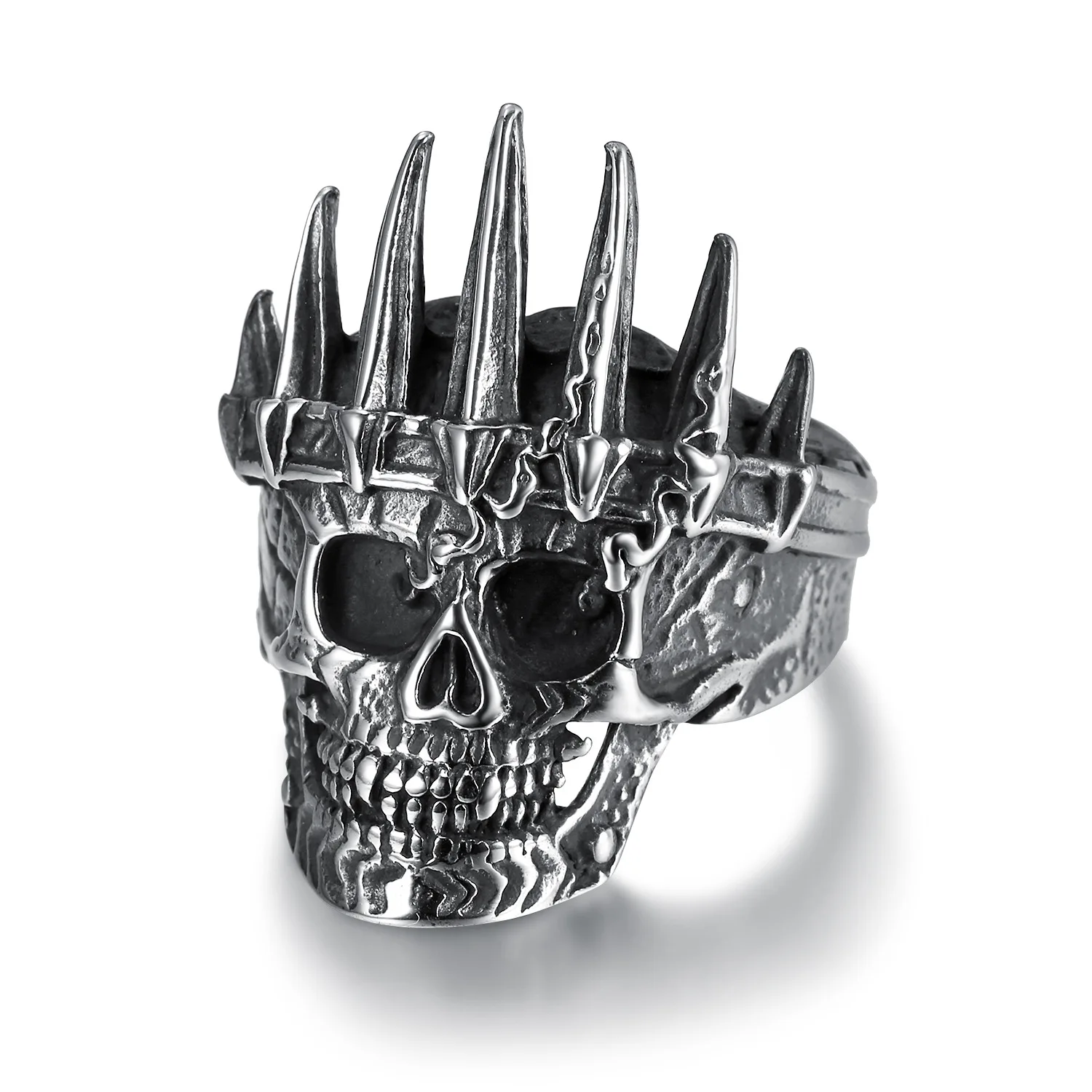 

CHUANGCHENG Punk Men's Skull Crown Stainless Steel Rings Size 7-14 Jewelry
