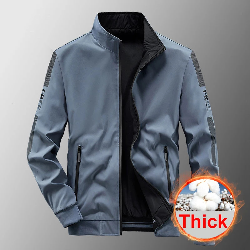 Two Sides Jackets Men Baseball Jacket Autumn Winter Thick Jacket Coat Male Fashion Casual Slim Fit Coats Double Sided