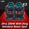2Pcs/lot 200W LED Moving Head Light With Ring Beam+Spot+18 Rotating Prisms+Rainbow Effect Dmx Stage Light Effect Light Disco Dj 1