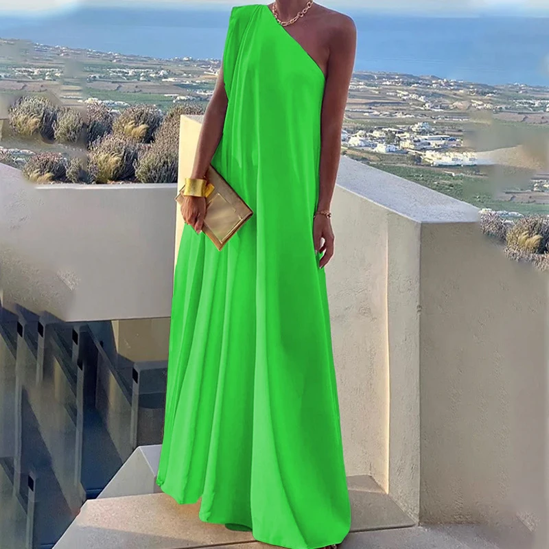 

Ladies Sexy Loose Long Banquet Party Dress Women Temperament Beach Maxi Dresses 2023 Autumn New Fashion Off Shoulder Boho Dress