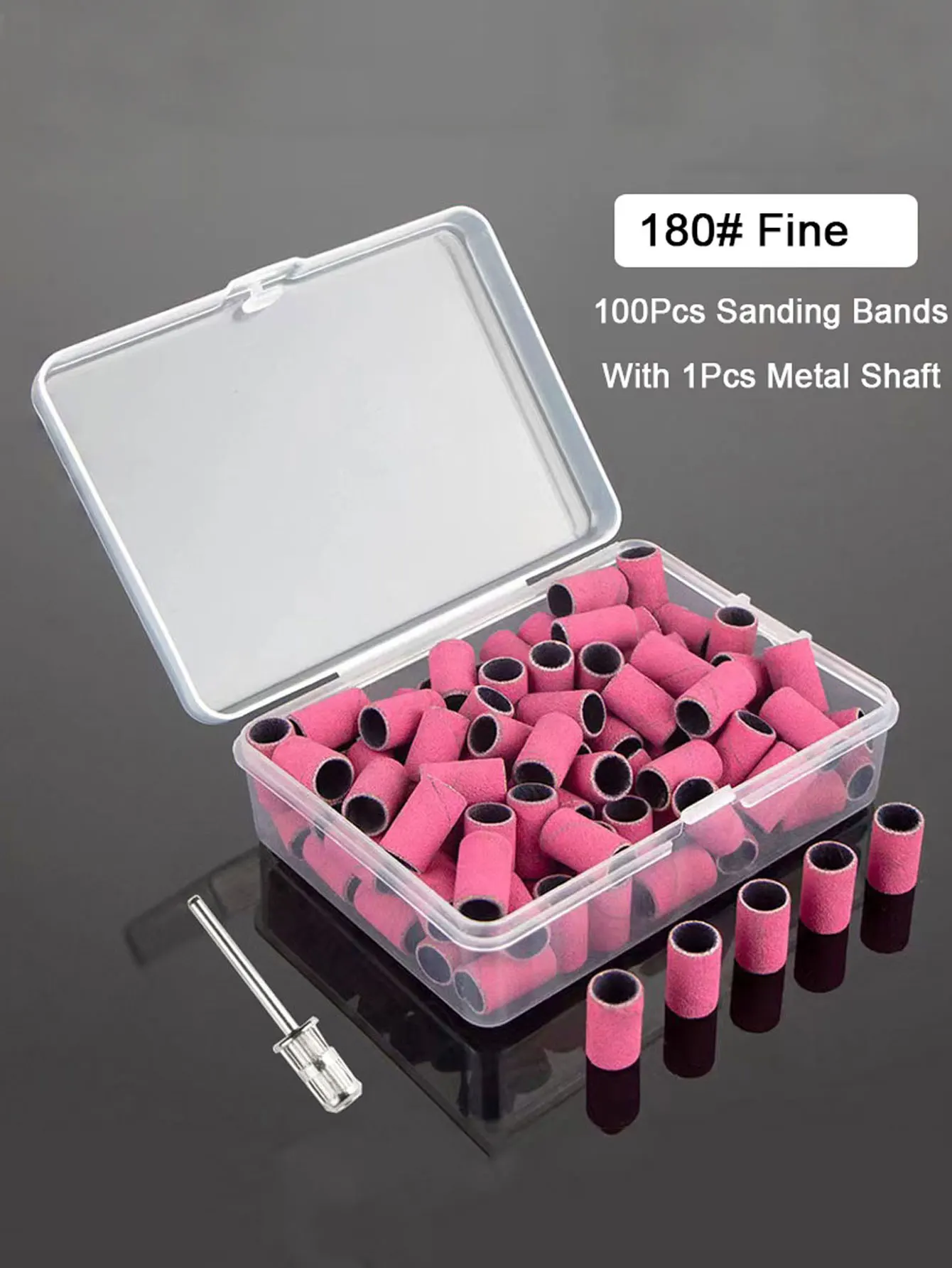 Premium Nail Drill Set: 100 Sanding Bands & Metal Shaft for Polish, Gel, Skin, & Callus Removal