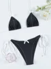 Micro Bowknot Bikinis Set for Women Patchwork Swimsuit Summer Beach Wear White Thong Swimwear Swimming Bathing Suit 2025