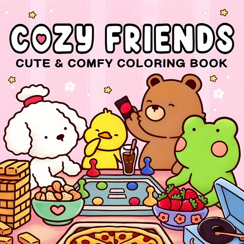 Cozy Friends Coloring Book for Adults Teens Featuring Adorable Creatures in Cozy Hygge Moments for Relaxation Gift 3
