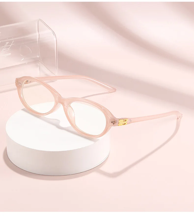 Myopie-Brille, elliptischer Rahmen, lichtempfindlicher Farbwechsel, kleiner Rahmen ohne Make-up, Anti-Blaulicht-Modebrille 6085 – Detail 15