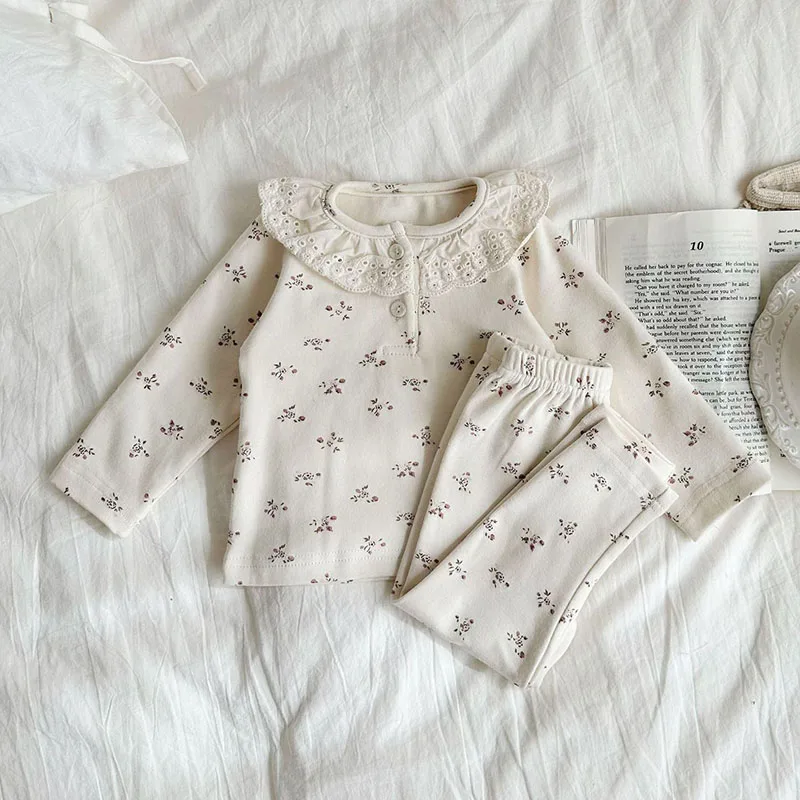 Cute Floral Baby Girls Pajamas 2PCS Set