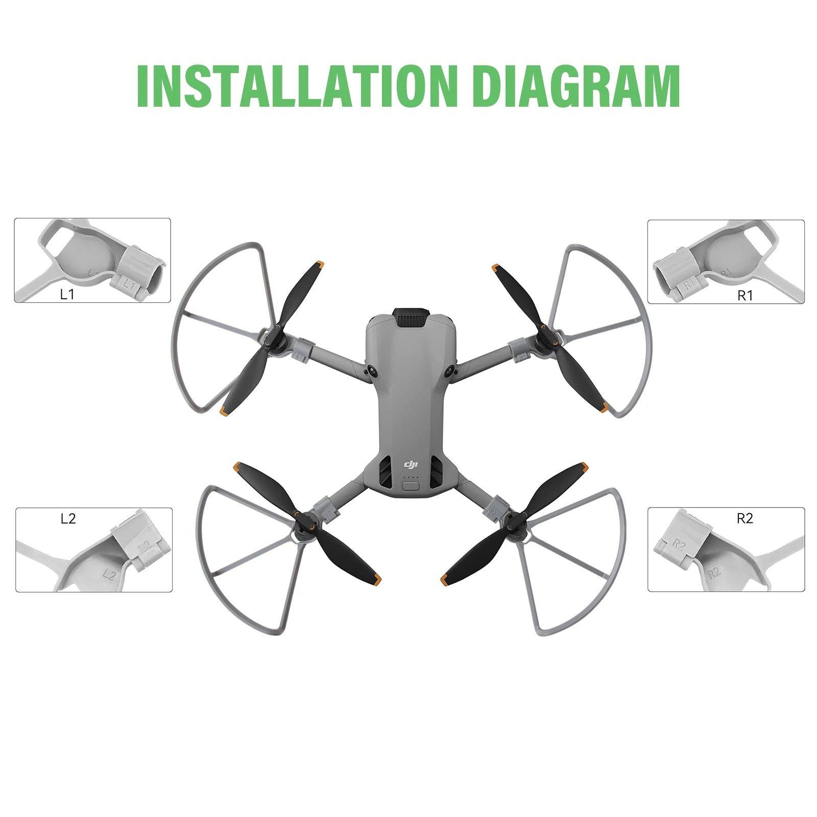 DJI Mini 5 Pro용 프로펠러 가드 경량 PC+ABS 보호용 프로펠러 링 빠른 설치 충돌 방지 안전 프레임 4PCS