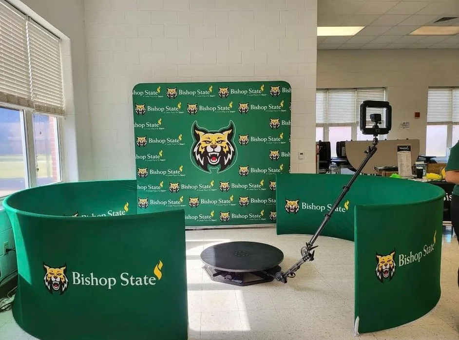 Customized 8x8ft double sided printing pillowcase backdrop and 10x3ft 360 photo booth enclosure