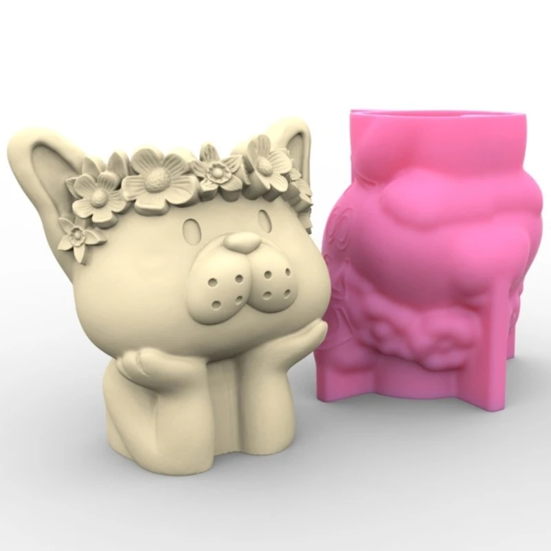 DIY Silicone Animal Flower Pot Storage Box Mold for Succulent Plants Decor