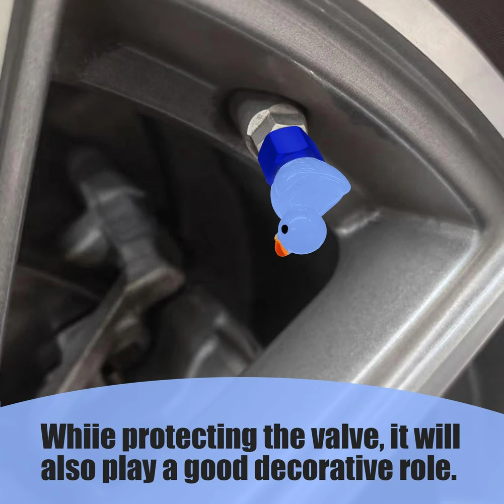 4Pcs Cute Duck Glow in The Dark Tire Valve Caps Auto Tire Valve Stem Caps Decorative Tire Valve Caps for Car Motorcycle Bicycle