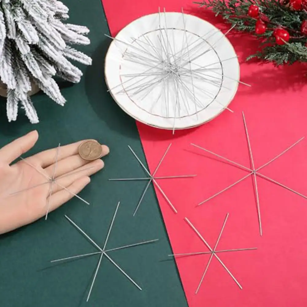 Snowflake Forms 30 Pcs Christmas Wire Metal 8-Petal Beading Wire DIY Beaded Snowflakes Home Decor jewelry making supplies