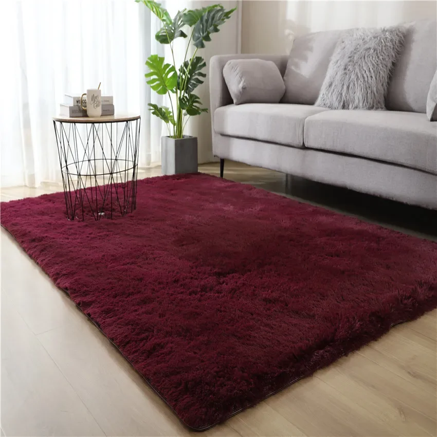 Alfombra de seda y lana de 4,5 cm de largo para sala de estar, alfombra de felpa para el suelo del dormitorio, alfombras mullidas antideslizantes para decoración del hogar, alfombras de terciopelo sua