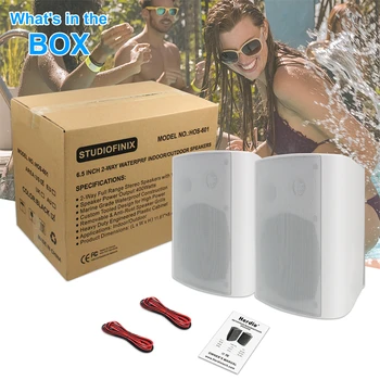 Herdio 2PCS 6.5'' 400W Outdoor Passive Speakers Wired Waterproof With Powerful Bass Wall Mount Speakers For Indoor Patio Covered 6