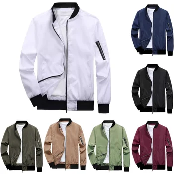 Giacca bomber da uomo primavera autunno Giacca leggera casual da uomo Giacca sportiva a vento con cerniera e tasche 1