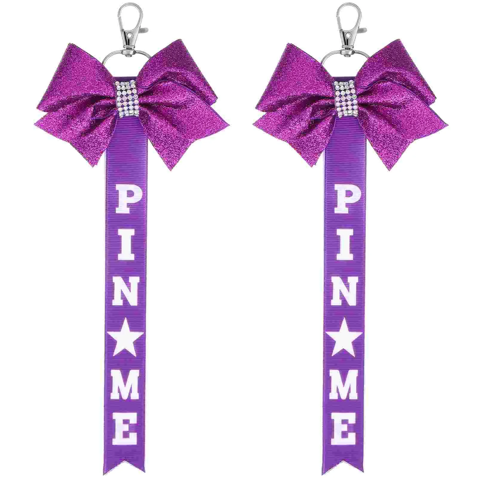 2 Pcs Keychain Bow Cheer Charms Accessories Ribbon Bows for Cheerleaders Fabric Miss Backpack