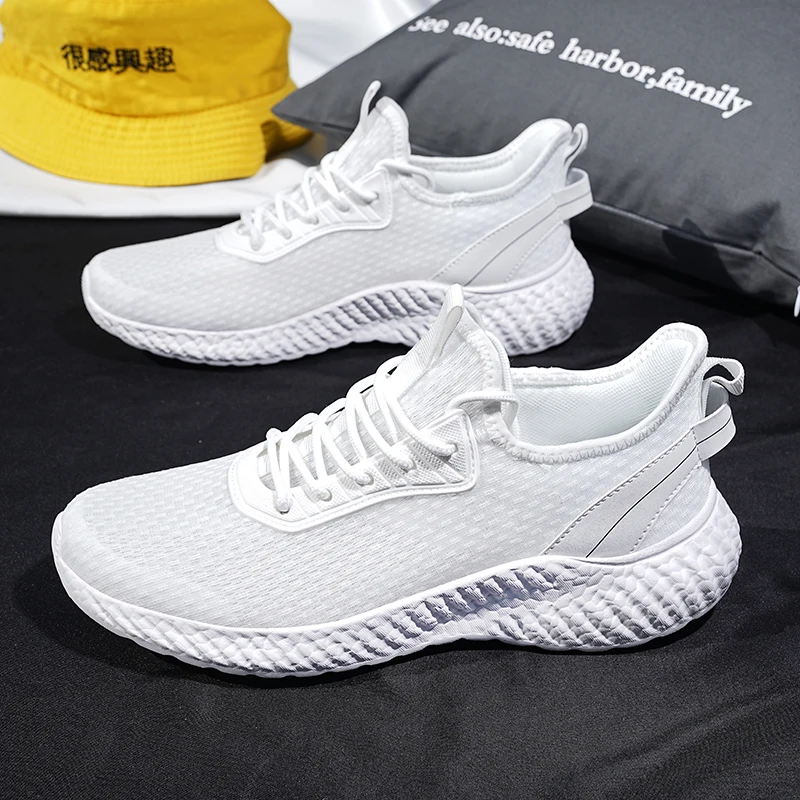 White Size 48 Summer Mesh Scarpe Da Uomo Sneakers Leggere Running Snickers Nuova Suola Morbida Comode Scarpe Sportive Da Atletica 30Cm