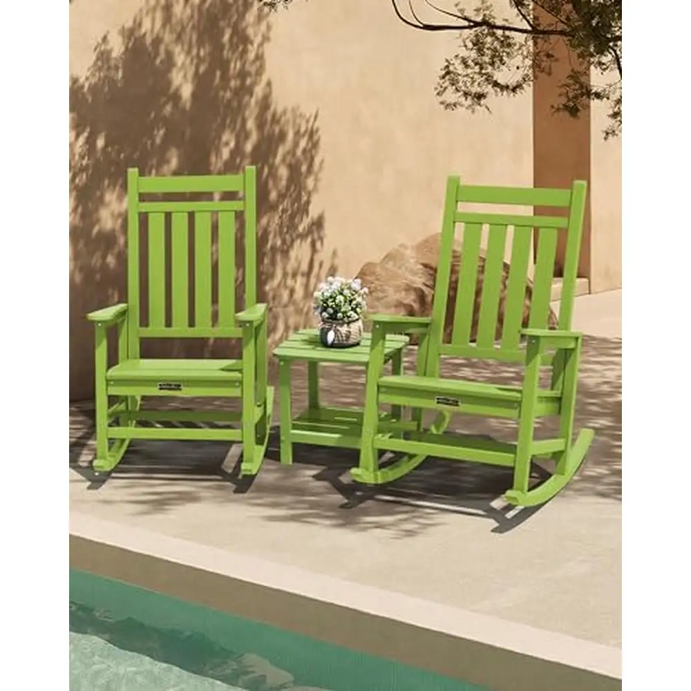 Outdoor Rocking Chair Adults All Weather Resistant Porch Rocker Garden Ergonomic Backrest High Density Polyethylene Lime