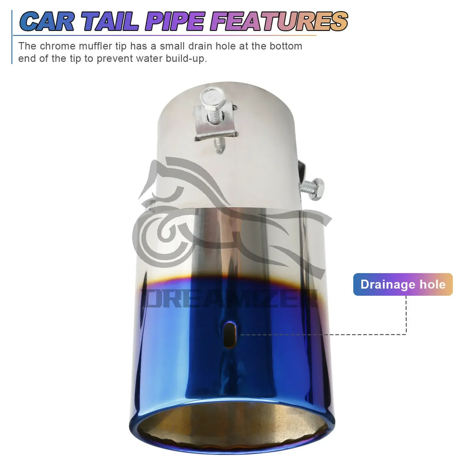 1PCS 63MM Straight/Bend Universal Car Exhaust Nozzle Muffler Tip Pipe Round TailPipe Stainless Steel Car Tuning
