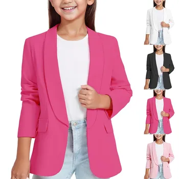 5t Girls Clothes Winter Girls Long Sleeve Shawl Formal Suit Jacket Open Front Inner Pocket For Kids Floral Long Sleeve Shirts 5