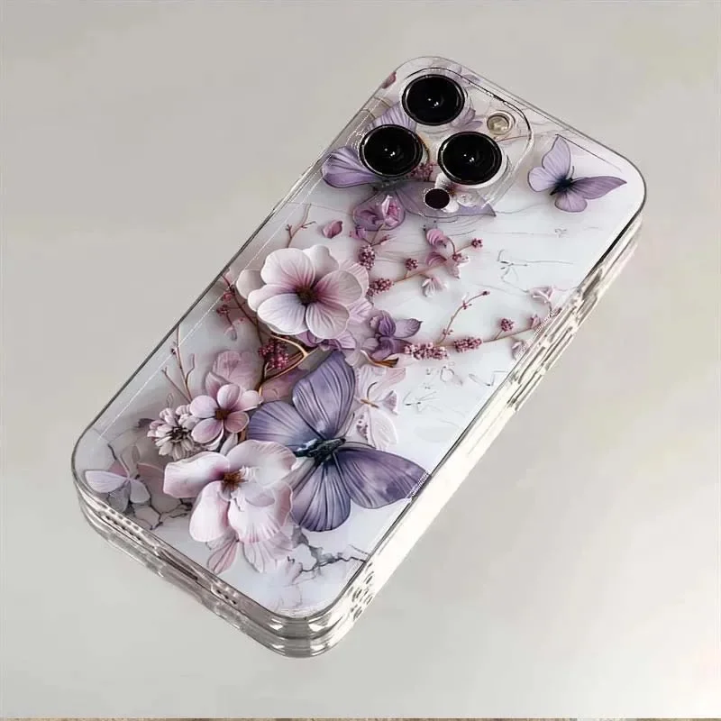 Butterfly Floral Clear Phone Case Cover