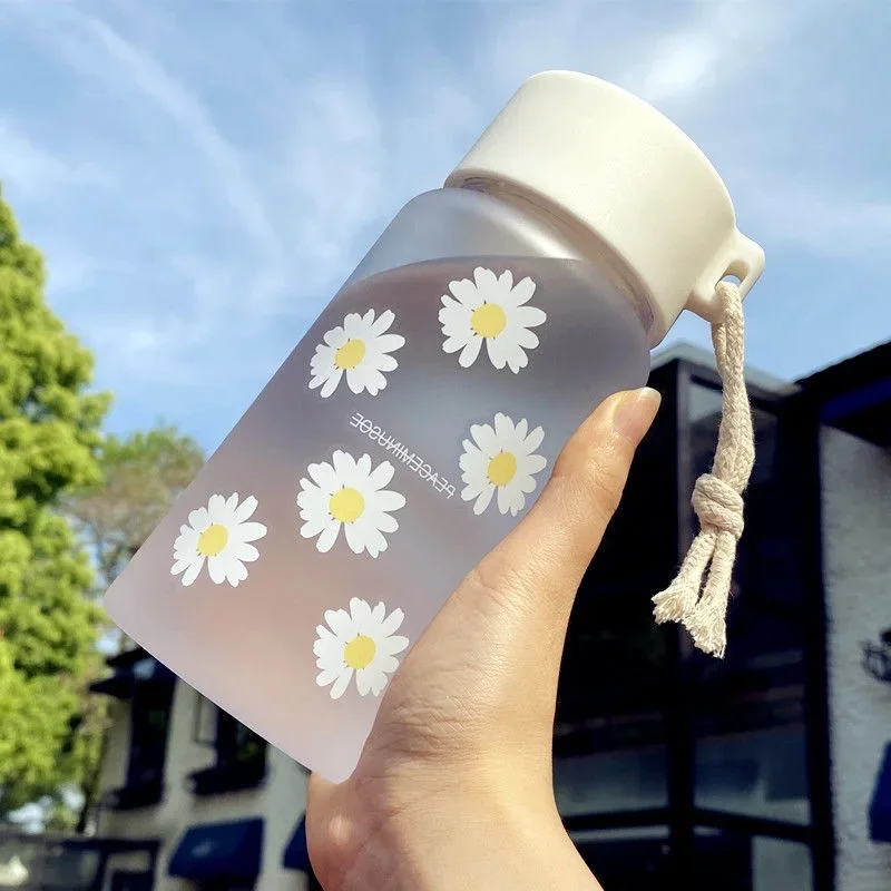 Transparent Drinkware Kawaii Stainless Steel Thermos Bottle Water Cup Drink Items Frosted Vacuum Flasks Outdoor Portable Summer