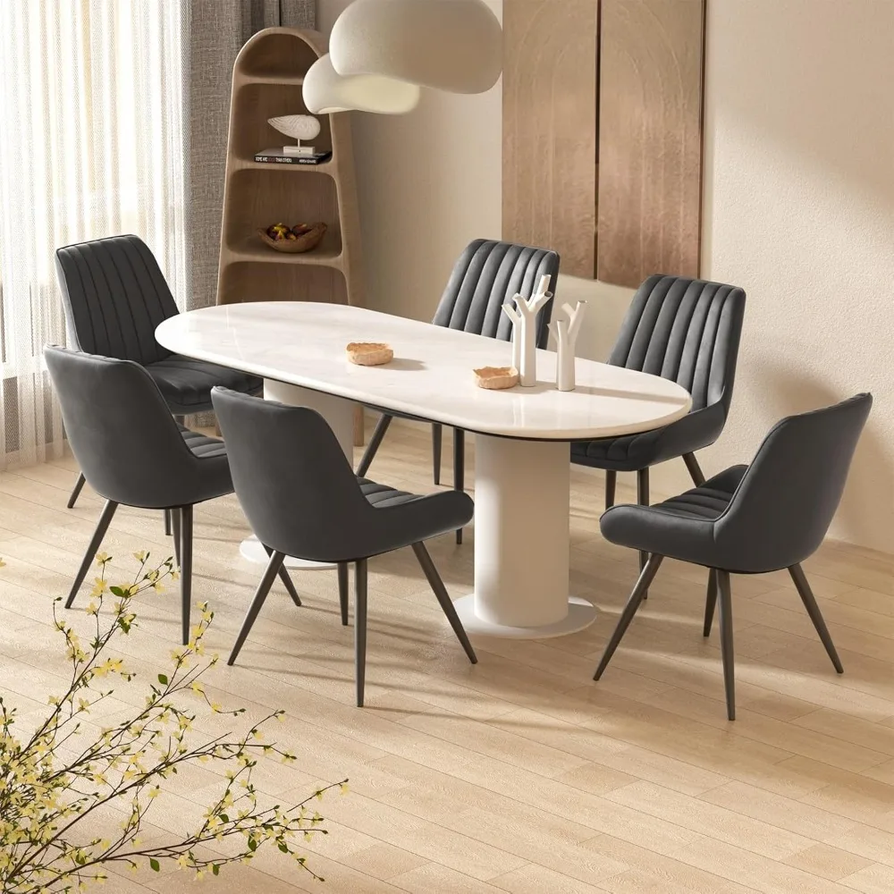 Dining Chairs Set of 4, Comfy Dining Room Chair with Thick Cushions, Upholstered Fabric Kitchen Side Chairs with Metal Legs 6