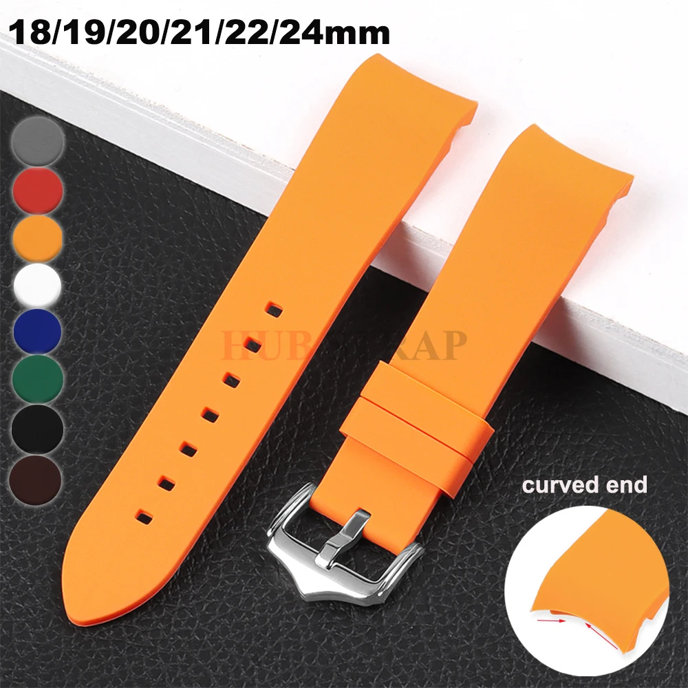 Sport Waterproof Rubber Silicone Wrist Strap with Curved End - Universal Design for Men and Women Accessories