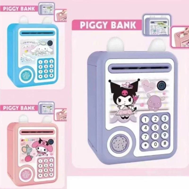 

Anime Sanrio Kuromi Piggy Bank Fingerprints Password Cartoon Children's Birthday Gifts Girly Heart Electronic Money Savings Box