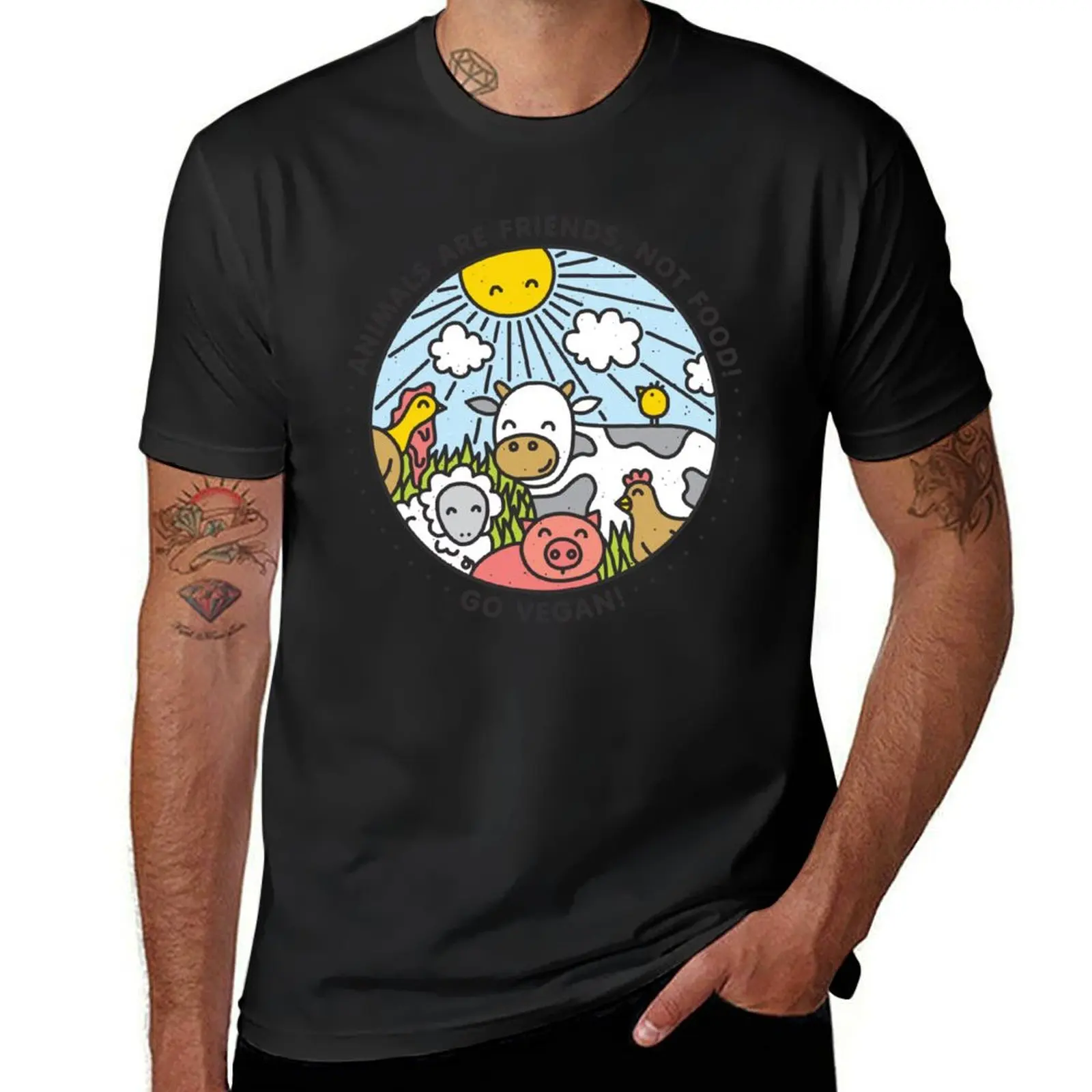 

Animals are friends, not food! Go Vegan! T-Shirt Aesthetic clothing graphics tees plain white t shirts men