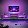 80 Inch TV Stand for 65/75/85/90 Inch TVs, LED Gaming Entertainment Center with Open Storage, Modern High Gloss Media Console 6
