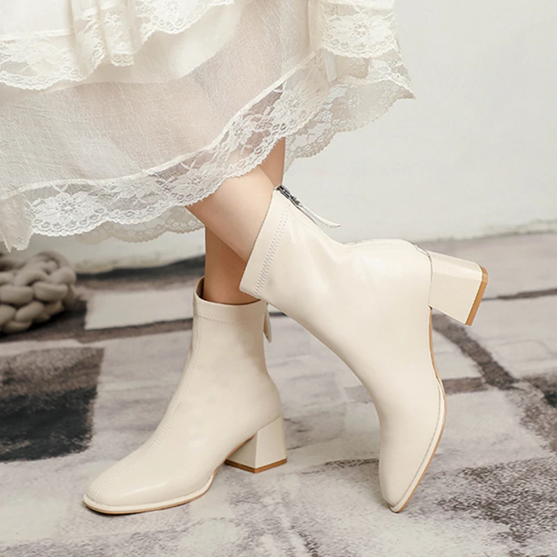 French Women Shoe Autumn Winter Classic Women Boots Temperament Ankle Boots Elegant Woman Heels Shoe Warm Fashion Ladies Boots