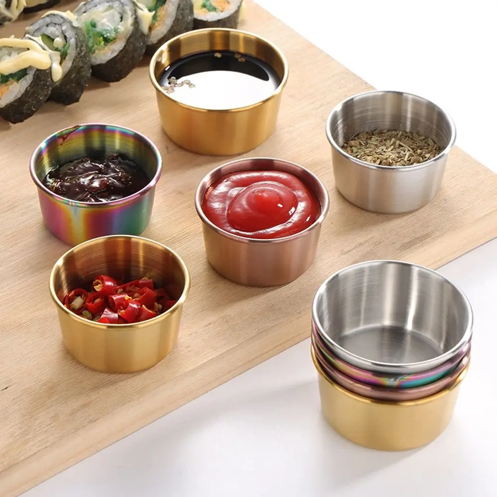 Multifunctional Stainless Steel Seasoning Dishes Condiment/Sauce Mustard/Salad/Tomato Sauce Dipping Bowl Seasoning Plate