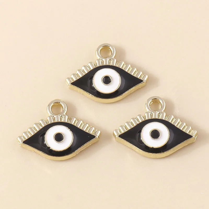 SUPERFINDINGS 60Pcs 3 Sizes Evil Eyes Connector Charms 6/8/10MM Evil Eye Pendants With 2 Holes Turkish Blue Eye Charm Flat Evil Eye Beads Pendant for DIY Crafts Making