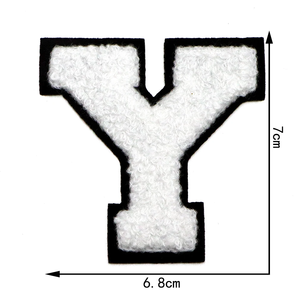 1pc weiß 7cm Chenille A-Z Buchstaben Patch Eisen auf Patch Name Buchstaben Patch für Jeans Kleidung T-Shirt Reparatur Alphabet Patch Abzeichen – Detail 28