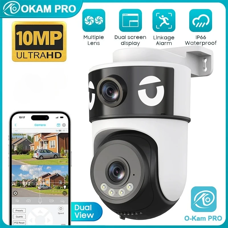 OKAM PRO APP Dual-Lens Camera 5G Wi-Fi IP Camera HD 10MP PTZ Color Night Vision Two-Way Intercom Motion Tracking AI Smart Camera 1