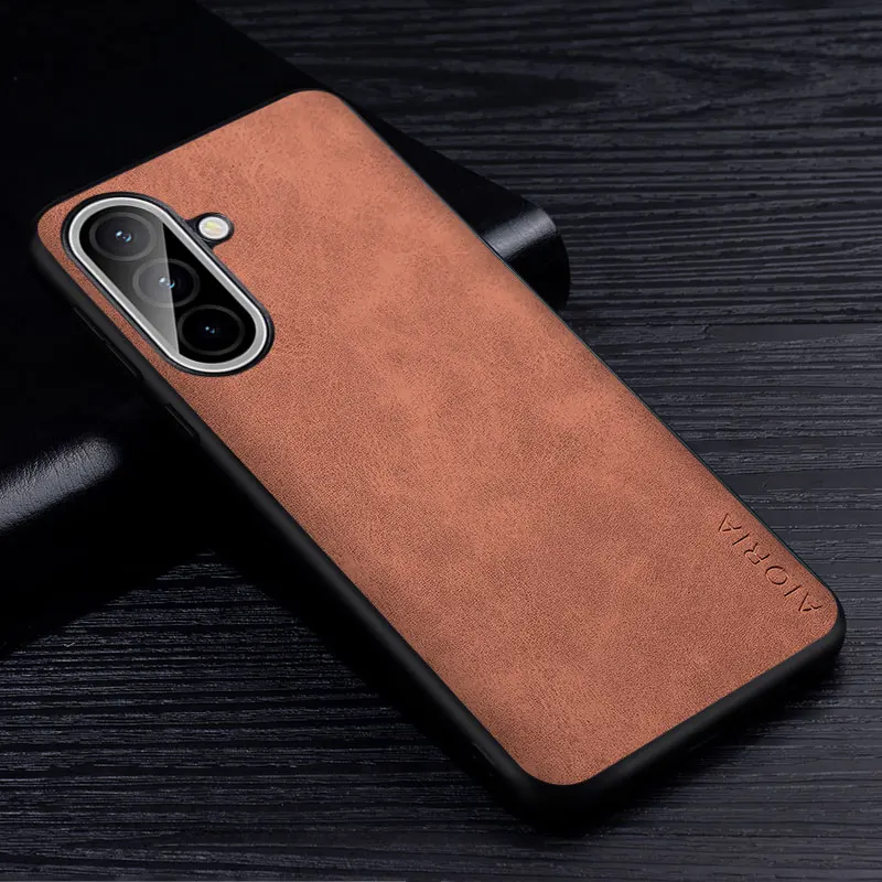 Premium PU Leather Scratch-Resistant Phone Case - Solid Color Protective Cover